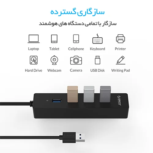 هاب 4 پورت USB 3.0 اوریکو W8PH4-U3