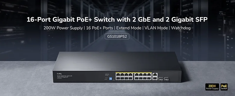 سوئیچ 16 پورت گیگابیتی و رکمونت کودی GS1018PS2